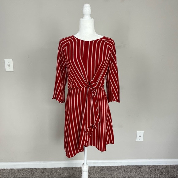GYPSIES AND MOONDUST STRIPED MINI DRESS SIZE MEDIUM IN RED - Picture 14 of 16